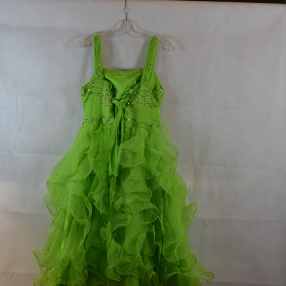 Lime Green short Prom Beaded/sequin Frills SZ S/M NWOT - Picture 9 of 10